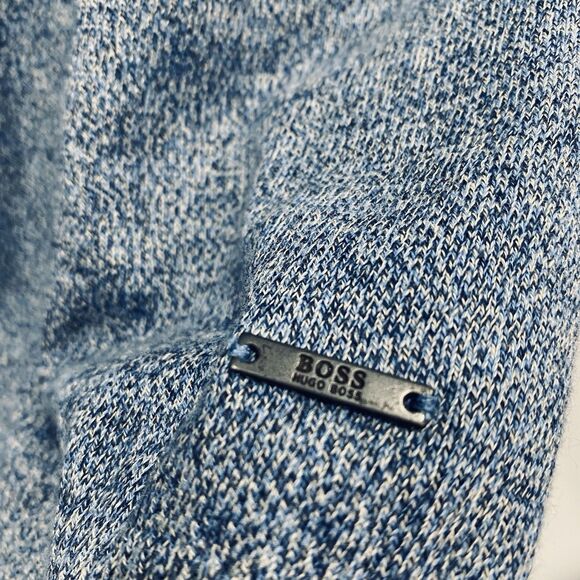 NWT HUGO BOSS Black Label Mens L Blue Slim Fit V-Neck Knit Sweater Jumper Preppy - Picture 15 of 16